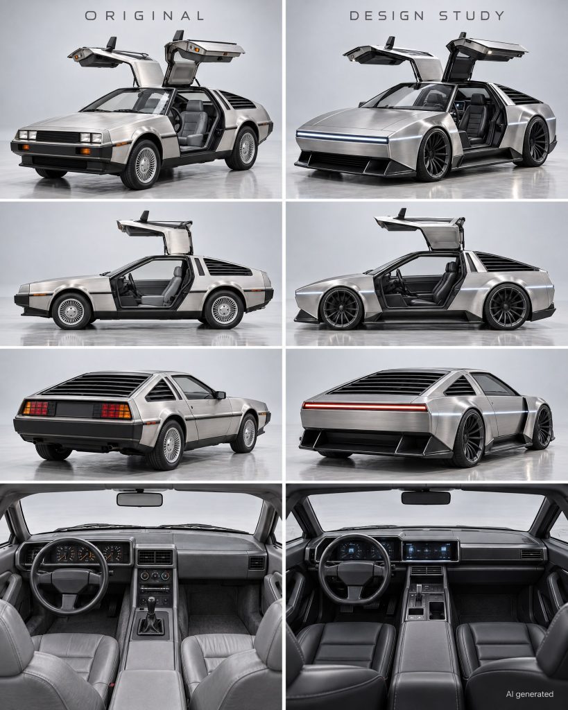 DeLorean DMC-12: Original und KI-Designstudie im Vergleich