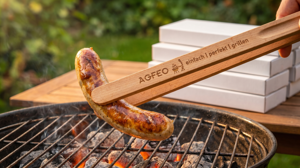 Grillszene mit Grillzange – KI-Bild
